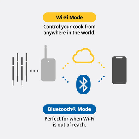 Diagram of Wireless Meat Thermometer With WiFi And Sub 1GHz RF For Rock Solid Signal Beats Bluetooth In Smoker Grill BBQ Or Oven Two Probe Kit