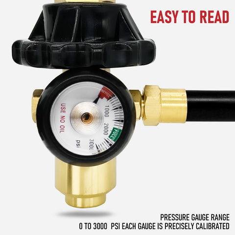 Helium Balloon Filler Regulator with Gauge 0-3000 PSI for CGA580 Valve, Brass Rubber Durable Construction