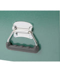 Three Drawer Mid Riser Cabinet With Ball Bearing Slides In Green Powder Coated Finish handle close-up