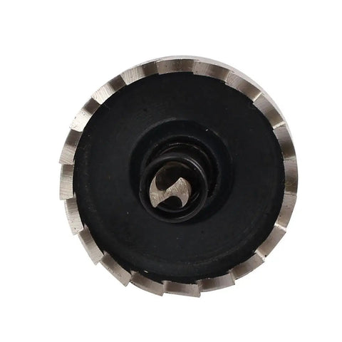Close-up view of a 36mm Hole Saw Kit With 70mm Tool Holder And Spring Loaded HSS Twist Drill Bits Includes 2 Hole Saws 2 Hex Wrenches 2 Cases Pro Grade