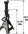Rock Solid Heavy Duty Steel Jack Stands 3 Ton Capacity 6000 Lb Pair Black Built To Last For Cars And Light Trucks With Welded Frame