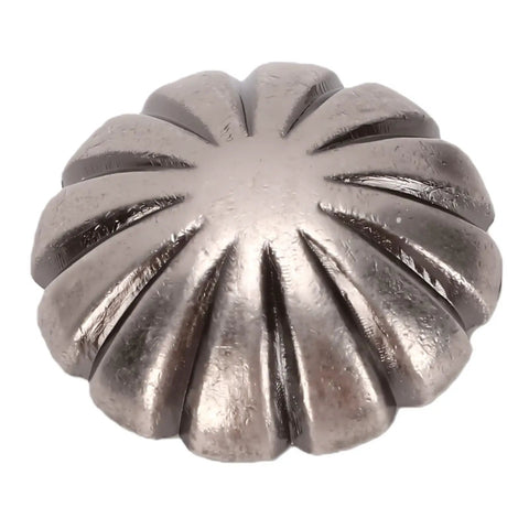 Durable Metal Rivet Stud Kit, 40 Piece Set, 12mm Round Flower Fasteners For Leather Craft And Clothing, Built To Last, Rust Resistant Hardware With Antique Silver Tone, Perfect For Jackets, Bags, Belts, And More. close-up antique silver flower rivet stud