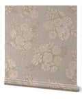 Top Shelf Vintage Peony Silver Metallic Wallpaper featuring smooth fabric texture and eco friendly design, 27ft roll.