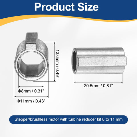 8mm To 11mm Shaft Sleeve Adapter For NMRV030 Worm Gear Speed Reducer Beefy 45 Steel Turbine Shaft Sleeve For Motor To Bore