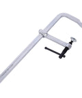 Heavy Duty Drop Forged Steel F Clamps 16 Inch Jaw With 4-75 Inch Throat And 1400 Lb Force side view showing durable construction for woodworking.