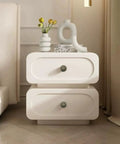 Cream dresser with Vintage Bronze Cabinet Knobs Set For Dresser And Cupboard, Rustic Round Drawer Pulls, visible in bedroom setting.