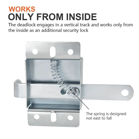 Heavy Duty Inside Deadbolt Lock For Most Garage Doors In Galvanized Steel Side Lock For Extra Security And Peace Of Mind