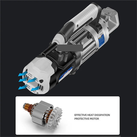 AoXhugB Electric Rebar Bender Machine For Professional Construction Crews showing brushless copper motor and heat dissipation features.