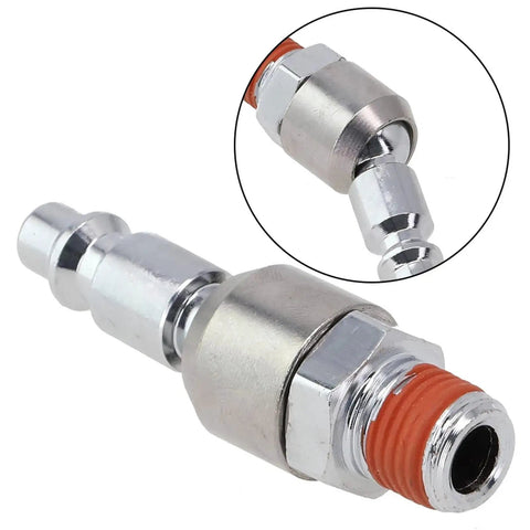 360 Degree Rotary Union Air Joint For Pneumatic Tools And Air Compressors Leakproof 360 Rotation Connector No Tangling Design High Flow Pneumatic Coupling For Hoses And Your Workshop Gear, chrome metal