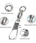 Interlock Snap Ball Bearing Fishing Swivels For Saltwater And Freshwater Tackle High Strength Corrosion Resistant Leader Lure Line Connectors 25 Pieces 20 Lb Capacity, close-up