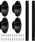 Heavy Duty Aluminum Rv Table Base Mount And Camper Table Legs With Tool Free Height Adjustment Rust Proof Caravan Support Post No Sweat Setup Road Trip Ready Kit For Travel Trailers components including two black mounting tubes, four black brackets, and screws.