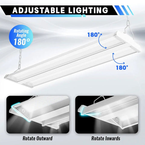 4 Pack LED Linear High Bay Lights Power Options 300W 240W 200W 40500LM 5000K Daylight Dimmable 0-10V Adjustable Tilt ETL Listed