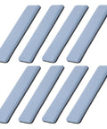 Eight Piece Premium High Density Self Adhesive PTFE Rectangle Furniture Glides, gray, 100x25x6mm for floor protection.