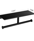 Double Roll Toilet Paper Holder With Shelf Matte Black Brass Finish, Hotel Style Tissue Dispenser, solid construction, side view