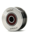 Stainless Steel H Groove Pulley Silent Wheel For Heavy Duty Gearheads, 600 LB Capacity, Whisper Quiet Operation, 48mm Diameter, 22mm Wide, 10mm Bearing Hole, Internal Lubricated Grease, Silver Tone, front view