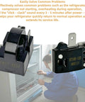2-Pack PTC Refrigerator Starter Relay Kit With Overload Protectors 6750C-0005P shown with technician adjusting fridge