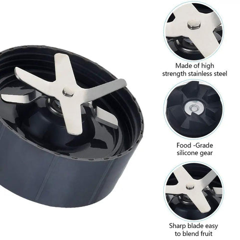 Close-up of stainless steel blade from Upgrade Blender Cup And Extractor Blade Compatible With 600W And 900W Blenders 24oz Replacement Parts Set BPA Free Cup With Stainless Steel Blade Durable Blender Accessories 2 Pieces.