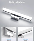 Sleek Over Mirror Vanity Light Fixture 16 Inch Chrome LED Bar 9W Cool White 6000K Non Dimmable Bathroom Wall Light construction details