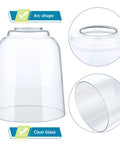 Clear Glass Lamp Shade Lipless Dome With 1-5/8 Inch Fitter For Chandelier, Wall Sconce, And Vanity Light Replacement