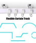 Flexible Curtain Track System Dope Bendable Ceiling Rail For Curved Walls And Wall Mount White 10 Meters Long Includes 80 Rollers 80 Hooks 30 Brackets For Living Room Bedroom RV Divider on ceiling