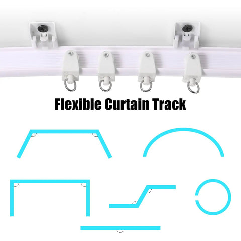 Flexible Curtain Track System Dope Bendable Ceiling Rail For Curved Walls And Wall Mount White 10 Meters Long Includes 80 Rollers 80 Hooks 30 Brackets For Living Room Bedroom RV Divider on ceiling