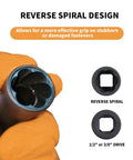 Reverse spiral design of Bolt Nut Extractor Set Heavy Duty Metric Eight To Twenty Seven Millimeter with Impact Lug Removal Tool