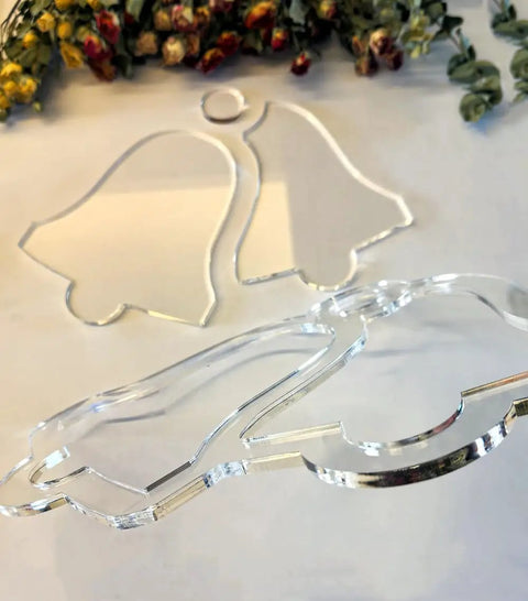 Sick Christmas Tray Router Template For Holiday Serving Boards Laser Cut Acrylic Inlay Guide Featuring Classic Bell Designs.
