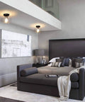 Industrial Ceiling Light Fixture With Seeded Glass Shade Semi Flush Mount Black Base for Bedroom