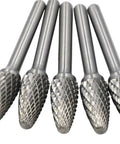 Five Piece Set Cone Burrs 12mm Diameter Pointed Tapered Carbide Burrs Heavy Duty Double Cutting Heads For Deburring Chamfering And Metalworking