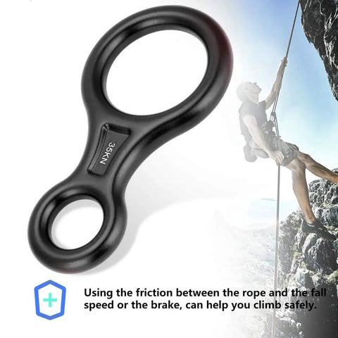 Figure 8 Descender for Climbing Beefy Aluminum Rigging Plate 35 kN Capacity Outdoor Rappel Gear Belay Device and Downhill Ring for Rock Climbing Black