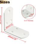 White L Brackets For Wood Furniture 4 Pack Heavy Duty Corner Supports Stainless Steel Shelf Connectors, 65mm size