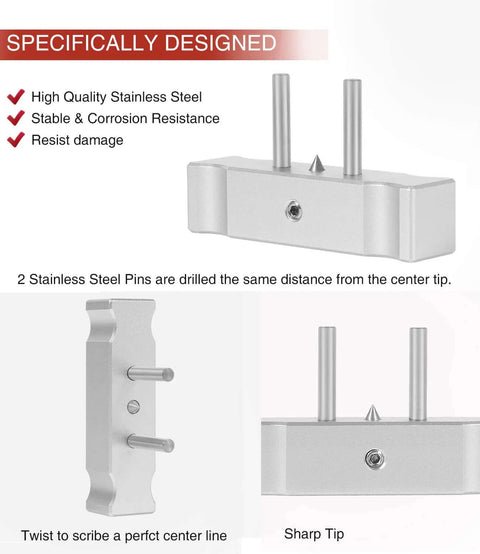 sixcow aluminum self-centering scribe doweling jig with two stainless pins and center tip, Amazon