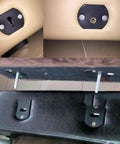 Close-up of Heavy Duty Black Pin Style Sofa Connectors Four Sets Sectional Furniture Hardware for couch assembly.