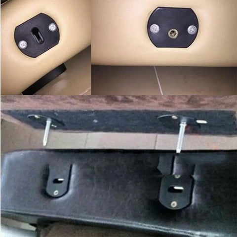 Close-up of Heavy Duty Black Pin Style Sofa Connectors Four Sets Sectional Furniture Hardware for couch assembly.
