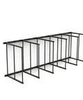 Heavy Duty Portable Cardboard Box Storage Rack And Bulk Packaging Organizer With No Sweat Setup For Sorting Supplies and Art Canvases In Warehouses Or Homes, black steel frame design.