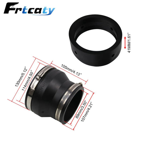 Frtcaty 4" to 3" Black PVC Reducer Coupler & Gate Valve Bushing with 2pcs Clamps RV Plumbing Compatible with PVC Pipe Coupler Adapter RV Sewer