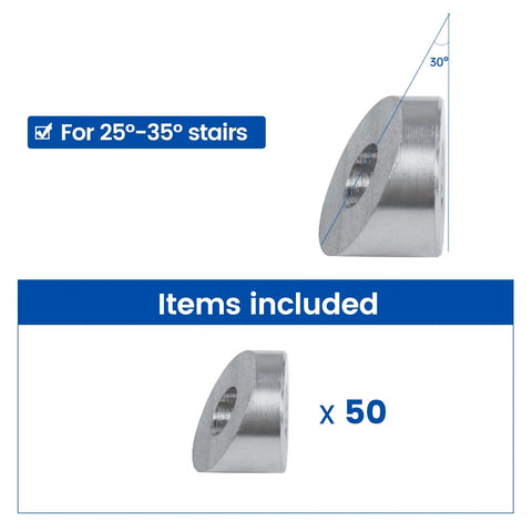 Rock Solid Cable Railing Angle Beveled Washer CR25 For One Eighth Inch Cable Studs In 25 30 And 35 Degree Options, T316 Stainless Steel, 50 Pack