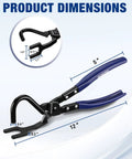 Exhaust hanger removal tool with blue handles and black metal jaws, WORKPRO, 12-inch length.