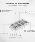 2 Lb Iron Screw And Nut Assortment Kit With 24 Sizes In Durable PP Case 660 Pieces For 3D Printer Builds DIY Repairs Home Projects, M3-5