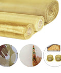 Heavy Duty 120 Mesh Brass Woven Wire Mesh Set, 2 Pack, Non Magnetic Copper Filtration Screen For DIY Projects, 11.8 X 35.4 Inch