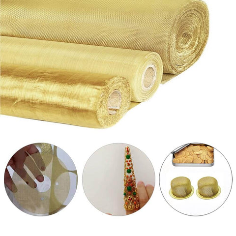 Heavy Duty 120 Mesh Brass Woven Wire Mesh Set, 2 Pack, Non Magnetic Copper Filtration Screen For DIY Projects, 11.8 X 35.4 Inch