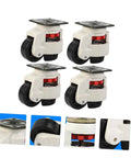 4 Pack GD80F BeefedUp Heavy Duty Workbench Leveling Casters With Swivel Plate Wheels Adjustable Feet For Industrial Equipment Transport 500 Kg Capacity Easy Install Stable Mobile Workbench On Wheels, 4 black caster set