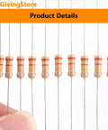 Beast 1000 Piece Carbon Film Resistors Kit With 100 Distinct Values From 1 Ohm To 1 Mega Ohm 5 Percent Tolerance Half Watt Perfect For DIY Projects And Experiments showing resistors with colored bands