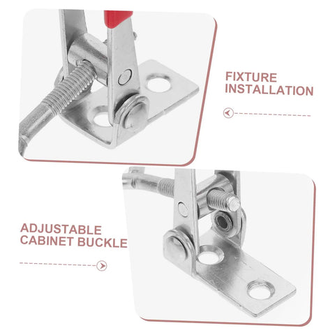 4 Pack Adjustable Metal Toggle Latch Clamps With Buckle Joint Design For Cabinets, Toolboxes, Doors, And Boxes, Heavy Duty Pull Latches, Easy Installation, Secure Locking. Adjustable metal cabinet buckle clamp, silver finish