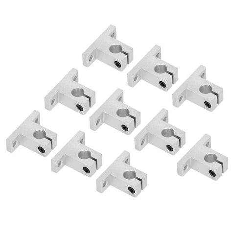 10 Pcs Linear Motion Rod Support For SK10 Aluminum Alloy Shaft Guide Rail Heavy Duty Load Capacity Smooth Edges With Precise Fit For 3D Printers And CNC Engraving Machines, silver