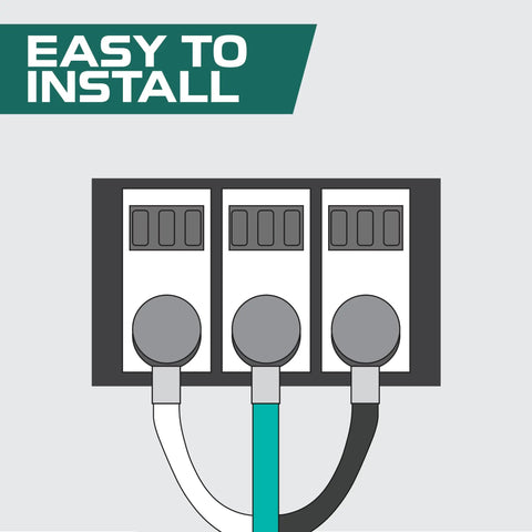 Illustration showing installation of Heavy Duty Dryer Extension Cord 10 Ft 30 Amp 3 Wire NEMA 10 30 Plug 125 250V SRDT Gray cable.
