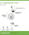 Diagram of Tub And Shower Faucet Trim With Single-Handle, 1-Spray Showerhead, Polished Chrome Finish, 1.5 GPM Flow