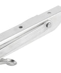 Close-up of Beefy Foldable Wall Shelf And Bench Table Bracket Heavy Duty Stainless Steel Mount detail showing hinge and finish