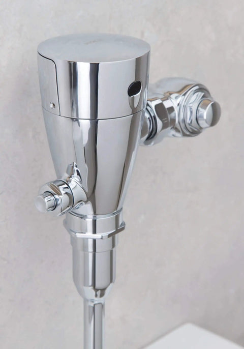 M-Power Sensor Flush Valve For Commercial Restrooms One And A Half Inch Water Closet Retrofit Chrome Model 8310SR35 With AccuSet Piston Tech Self Cleaning Filter Battery Powered Electronic Flush Valve Built Tough No Fuss, chrome sensor flush valve