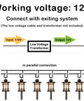 8 Pack Low Voltage LED Landscape Lighting Kit For Outdoor Yard Shine, 12V To 15V Pathway And Flood Lights connection diagram